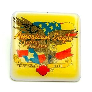 Vintage Harley Davidson Motorcycle Lapel Pin Brooch Denton County Texas